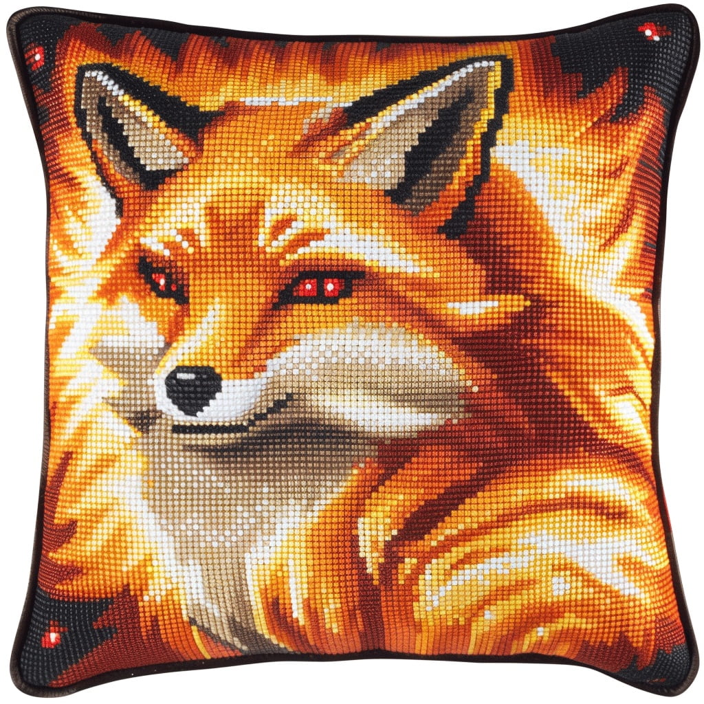 Animal fox Embroidery Pillow Cases 11CT Stamped Cross Stitch Pillow Kits 18x18inch