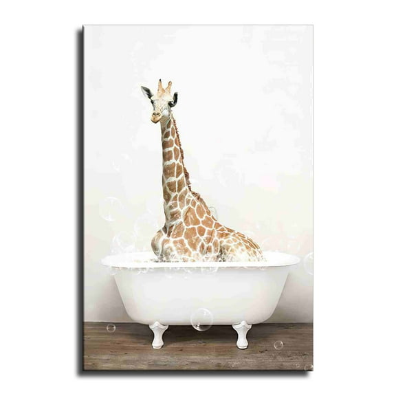 Animal in Bathtub Wall Art  Funny Animal Bathroom Canvas Wall Art  Animal in Bathtub Posters Canves Prints