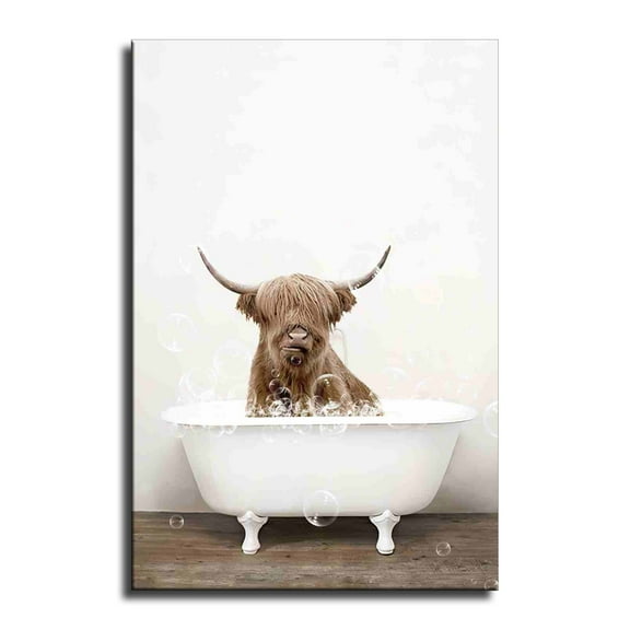 Animal in Bathtub Wall Art Funny Animal Bathroom Canvas Wall Art Animal in Bathtub Posters Canves Prints