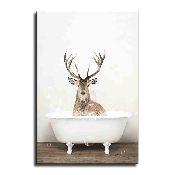 Animal in Bathtub Wall Art  Funny Animal Bathroom Canvas Wall Art  Animal in Bathtub Posters Canves Prints
