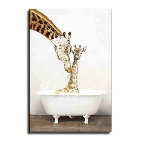 Animal in Bathtub Wall Art  Funny Animal Bathroom Canvas Wall Art  Animal in Bathtub Posters Canves Prints