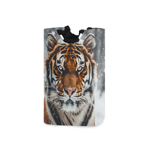 Animal in Snow Winter Laundry Basket with Handles Foldable Laundry Hamper Freestanding Washing Bin 50L