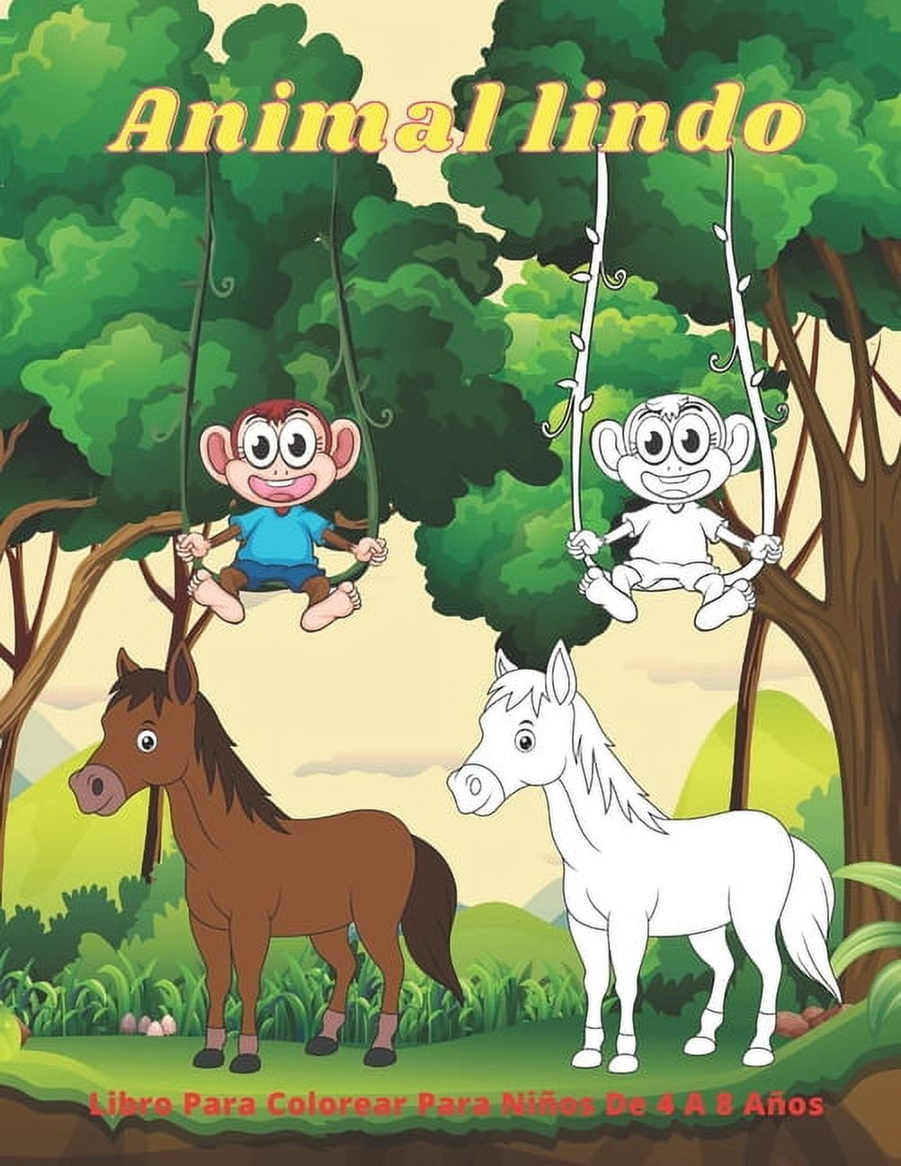 Animal lindo - Libro Para Colorear Para NiÃ±os De 4 A 8 AÃ±os: Libro De Colorear Para NiÃ±os Y NiÃ±as, (Paperback)