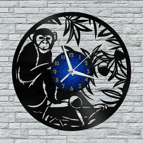 Animal monkeys 12 Inch Vinyl Record Wall Clock - Silent, Creative, and Unique Clock for Living Room, Entryway, or Bedroom Decor - Perfect Gift Idea(12 inchs B)