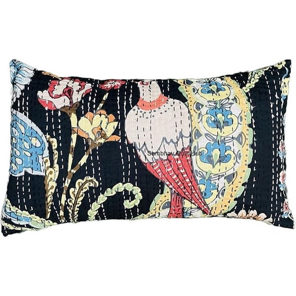 Animal peacock print Living Room Decor Cotton Sofa Throw Quilting Kantha Pillow,Throw Pillow Covers, Farmhouse kantha Pillow Covers Decorative Kantha Pillow Cover pcs set