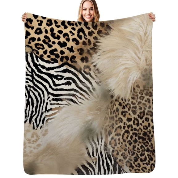 Animal print Flannel Blanket Warm Soft Bedding Throws Winter Camping Chair Sofa Bed