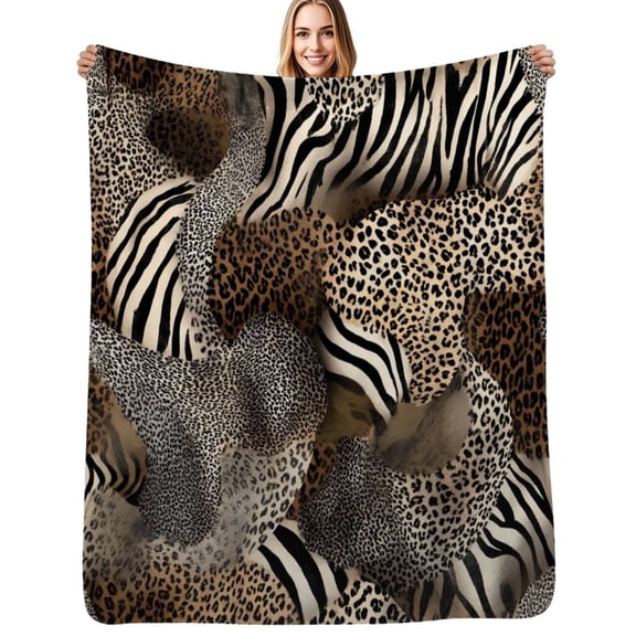 Animal print abstract pattern Flannel Blankets Soft Throw Blanket Winter Travel Office Outdoor Bedspread