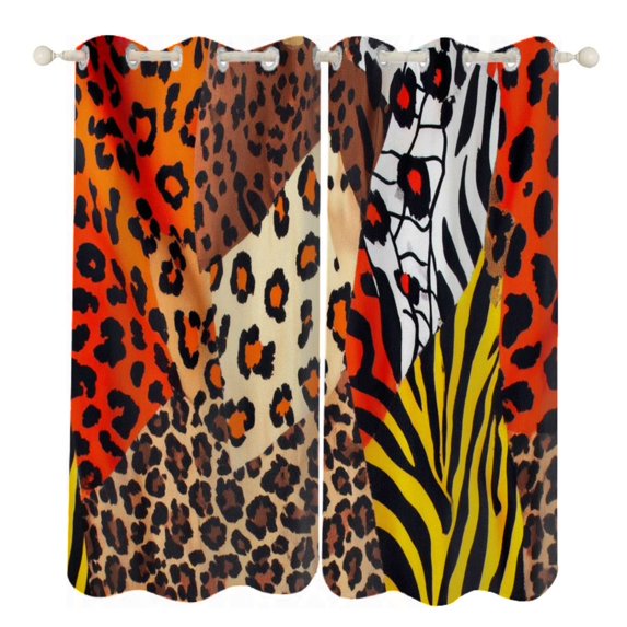 Animal print patchwork vibrant fabric Sunshade Curtains Home Bedroom ...