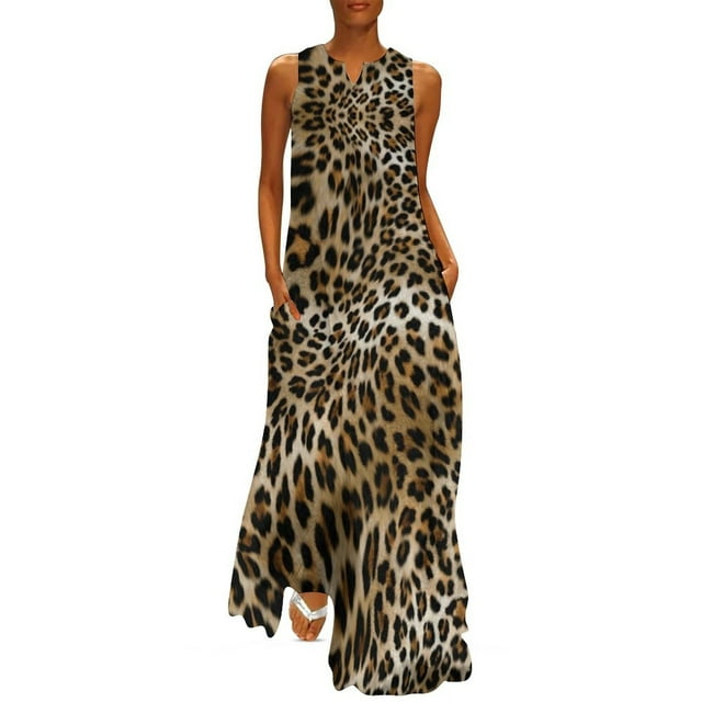 Animal ress Leopard Print Kawaii Maxi Dress Streetwear Boho Beach Long