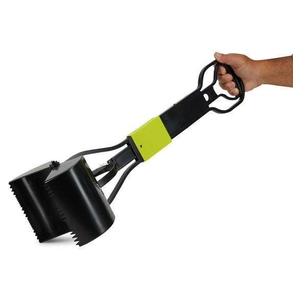 AnimalPlanet 26" Long Pooper Scooper-Poop Picker Upper ( Yellow ) Long Collapsible Handle with Powerful Jaw Claw Bin. Pet Housebreaking Supplies for Dog with Bag Scoop