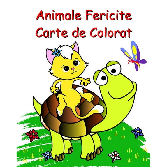 Animale Fericite Carte de Colorat: Pagini frumoase de colorat usor pentru copii 2+, (Paperback)
