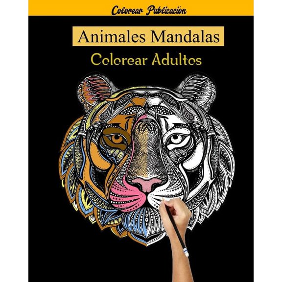 Animales Mandalas Colorear Adultos: 50 Mandalas Animales, libro de colorear para adultos mandalas, 50 Diseos para aliviar el estrs para la relajacin de adultos (Paperback)
