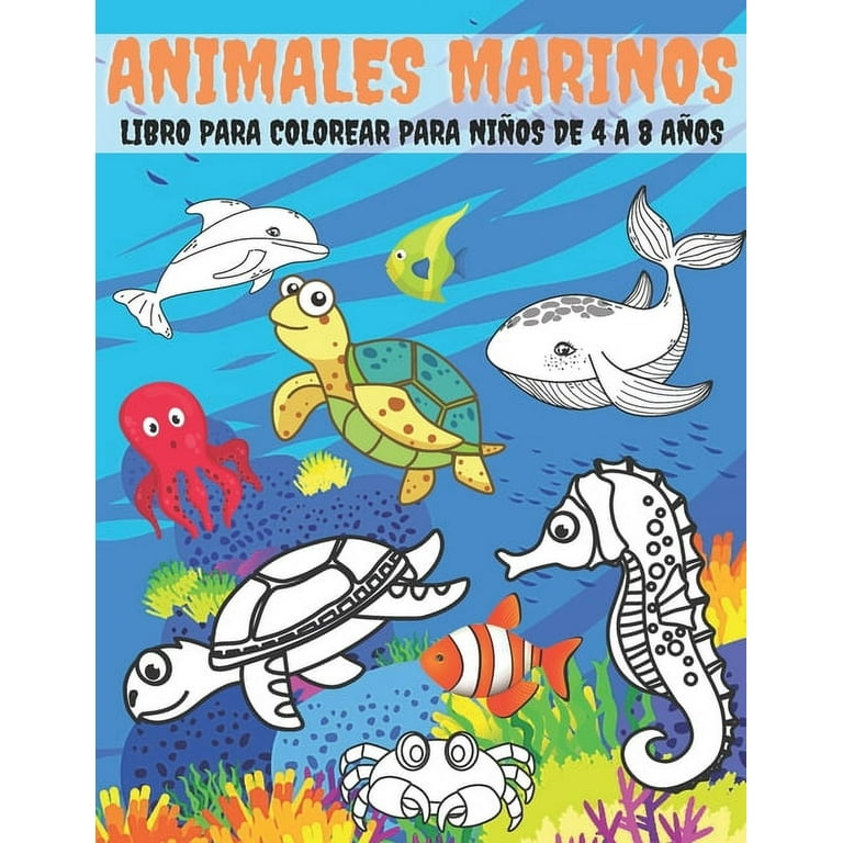 Animales marinos - Libro para colorear para niños : Magníficos Mandalas  para los apasionados - Libro para colorear Adultos y niños Antiestrés y  relajante (tiburón, pulpo, koi, delfín, cangrejo) Regalo ideal para