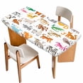 thumbnail image 1 of Animals Alphabetes Table Cloths for 6 Foot Rectangle Tables, Cartoon Learning Educational Patio Waterproof Elastic Fitted Tablecloths, Washable Rectangular Table Cover for Camping, 1 of 8