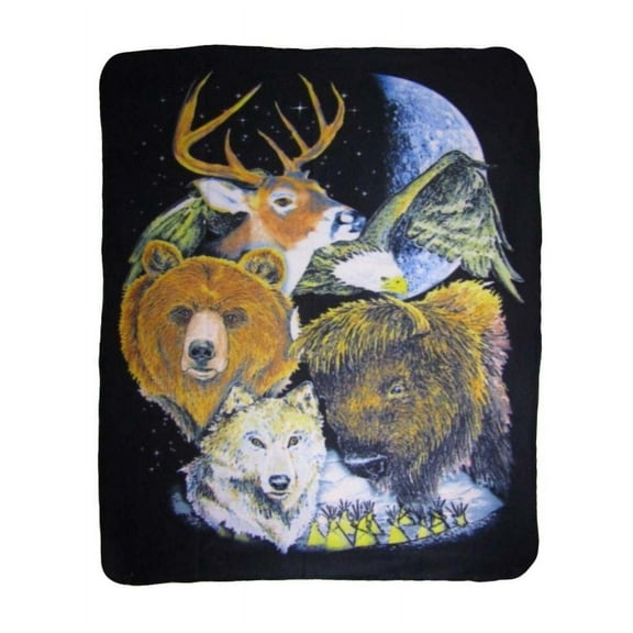 Animals American Native 50x60 Polar Fleece Blanket Throw