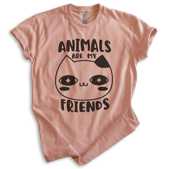Animals Are My Friends Shirt, Unisex Women's Men's Shirt, Animal Lover Shirt, Dog Shirt, Cat Shirt, Heather Sunset, X-Large