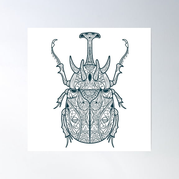 Animals Beetle Stylized Poster Wall Art, Modern Wall Decor For Living Room Bedroom, 16x24 UNFRAMED