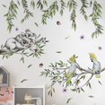 Animals Bird Background Decorative Wall Stickers Green Hanging Leaves