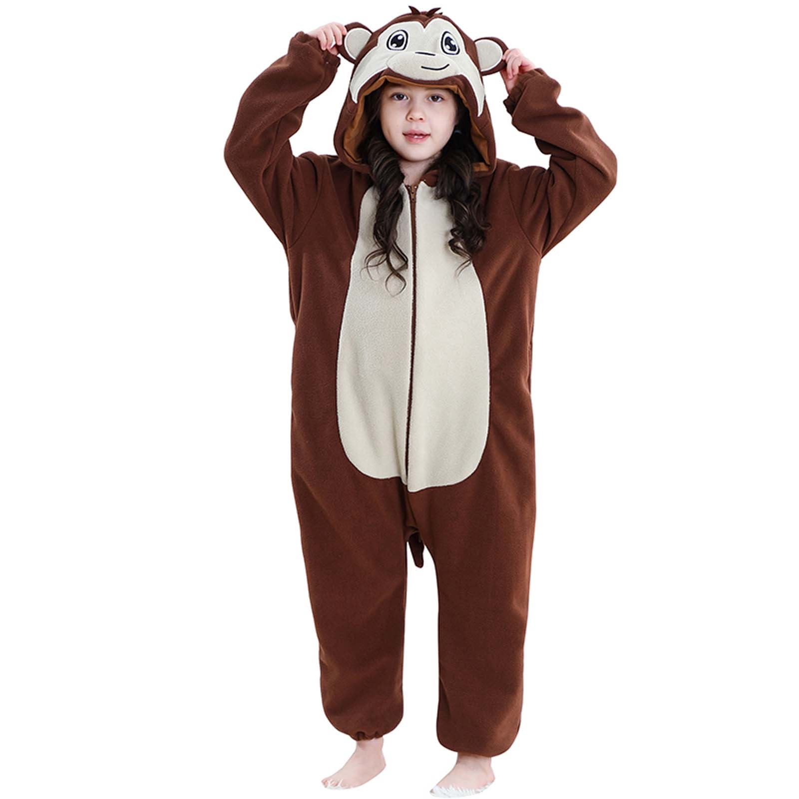 Animals Costumes, Animal Onesie, Paiwinds Girls Boys Halloween Role-playing Jumpsuit Fleece Long Sleeved Hooded Jumpsuit for 3-12 Years Old, 10 Years