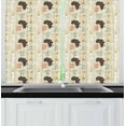 thumbnail image 1 of Animals Curtains 2 Panels Set, Cute Composition of Animals with Heart Filled African Map on Dotted Background, Window Drapes for Living Room Bedroom, 55W X 39L Inches, Multicolor, by Ambesonne, 1 of 2