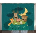thumbnail image 1 of Animals Curtains 2 Panels Set, Animals Resting around Bonfire Fox Reindeer Birds under Moon Night Sky Friends Time, Window Drapes for Living Room Bedroom, 108W X 108L Inches, Multicolor, by Ambesonne, 1 of 3