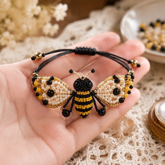 Animals DIY Beaded Bracelet Making Kit, Cute 3D Animal Bracelet Bead Craft Kit , Cute Cattle, Bee , Creative Craft,Handmade Weaving Jewelry Making Set for Adults