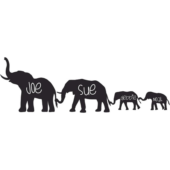 Animals Elephant Family Names Customized Wall Decal - Custom Vinyl Wall Art - Personalized Name - Baby Girls Boys Kids Bedroom Wall Decal Room Decor Wall Stickers Decoration Size (15x30 inch)