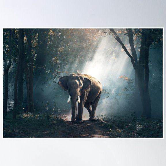 Animals Elephant Poster Wall Art, Modern Wall Decor, 24x36 UNFRAMED