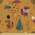 thumbnail image 1 of Ambesonne Animals Fabric by the Yard Upholstery, Cartoon Foxes and Crows, 3 Yards, Multicolor, 1 of 5