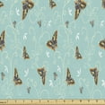 thumbnail image 1 of Animals Fabric by the Yard, Colorful Ornamental Butterflies Images Along Swirly Abstract White Floral Shapes, Decorative Upholstery Fabric for Chairs & Home Accents, Multicolor by Ambesonne, 1 of 5