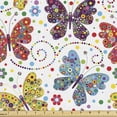 thumbnail image 1 of Ambesonne Animals Fabric by the Yard Upholstery, Abstract Butterflies Images, 5 Yards, Multicolor, 1 of 5