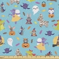 thumbnail image 1 of Animals Fabric by the Yard, Halloween-Themed Print of Friendly Animals in Funky Costumes, Decorative Upholstery Fabric for Sofas and Home Accents, Deep Sky Blue Multicolor by Ambesonne, 1 of 5