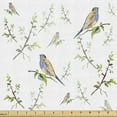 Ambesonne Animals Fabric by the Yard Upholstery, Birds Settled on