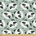 thumbnail image 1 of Ambesonne Animals Fabric by the Yard Upholstery, Cartoon Panda Bear Heads, 1 Yard, Multicolor, 1 of 5