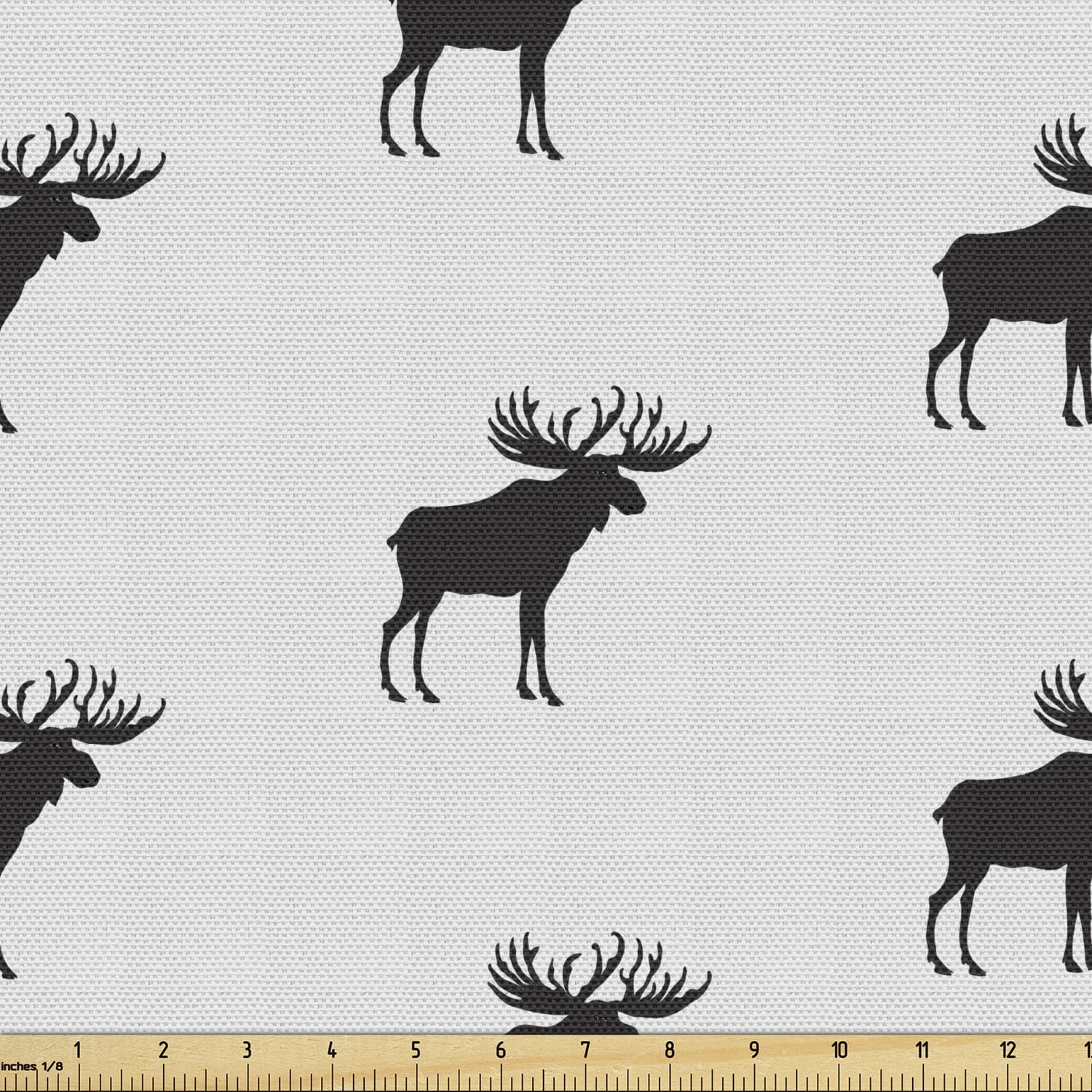 Ambesonne Animals Fabric by the Yard Upholstery, Elks Deers Along