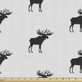 thumbnail image 1 of Ambesonne Animals Fabric by the Yard Upholstery, Elks Deers Along Antlers, 2 Yards, Dark Blue Grey Coconut, 1 of 5