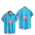 thumbnail image 1 of Animals Flamingo Men's Striped Short Sleeve Regular Fit Poplin Button Down Shirts, 1 of 4