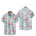 thumbnail image 1 of Animals Flamingo Men's Striped Short Sleeve Regular Fit Poplin Button Down Shirts, 1 of 4