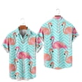 thumbnail image 1 of Animals Flamingo Men's Striped Short Sleeve Regular Fit Poplin Button Down Shirts, 1 of 4