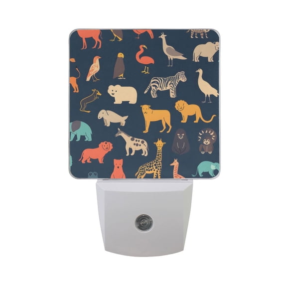 Animals Icons Night Light 2 Pack LED Nightlight Plug into Wall Dusk to Dawn Sensor Soft White