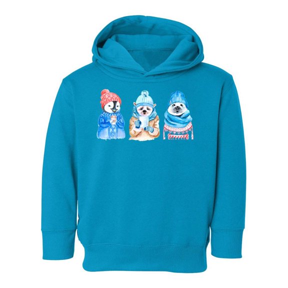 Animals In Winter Weather | Hoodie Toddler | Size Turquoise (Hoodie),5T (Toddler),Toddler