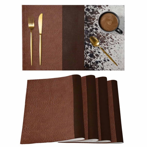 Animals Leather Texture Placemats Set of 8 Country Dots Cowhide ...