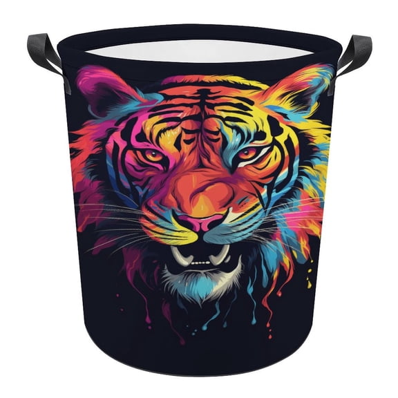 Animals Lion Tiger Print Foldable Laundry Basket for Clothes Storage Hamper