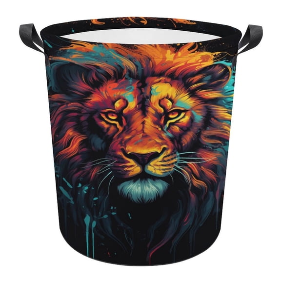 Animals Lion Tiger Print Foldable Laundry Basket for Clothes Storage Hamper