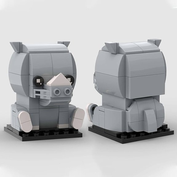 Animals MOC Rhinoceros Brickheads Cute Creative Desktop Decor Building Blocks Kids Toys Friend Thanksgiving Gift Cartoon Pet