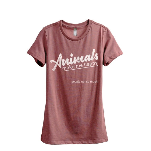 Animals Make Me Happy Women's Fashion Relaxed T-Shirt Tee Heather Rouge Small