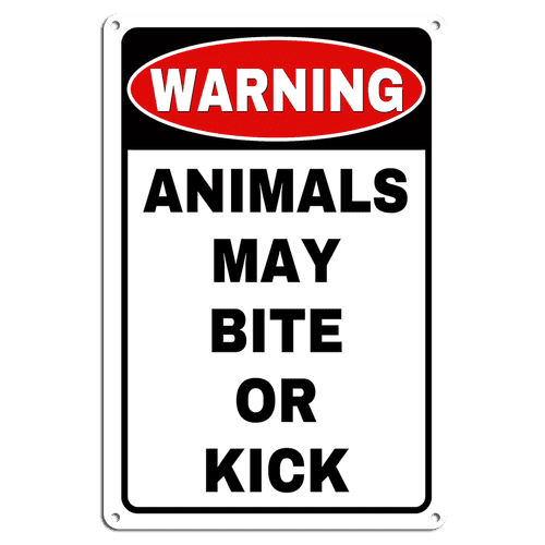 Animals May Bite Or Kick Aluminum Metal Sign 8 X 12 Inch Wall Decor ...
