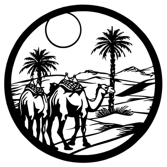 Animals Metal Wall Decor | 17'' x 17'' x 0.05'' Camel Themed Metal Wall Art | Handmade Home and Office Wall Decorations (17'' x 17'', Camel, Black)