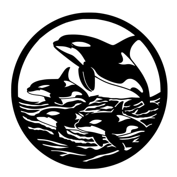 Animals Metal Wall Decor | 27'' x 27'' x 0.05'' Orcas Themed Metal Wall Art | Handmade Home and Office Wall Decorations (27'' x 27'', Orcas, Black)