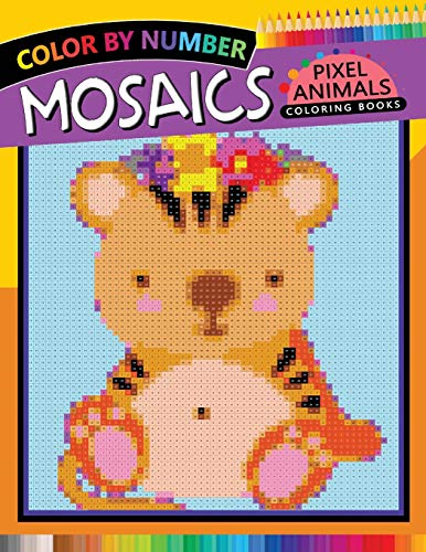 Pre-Owned Animals Mosaics Pixel Coloring Books: Color by Number for ...